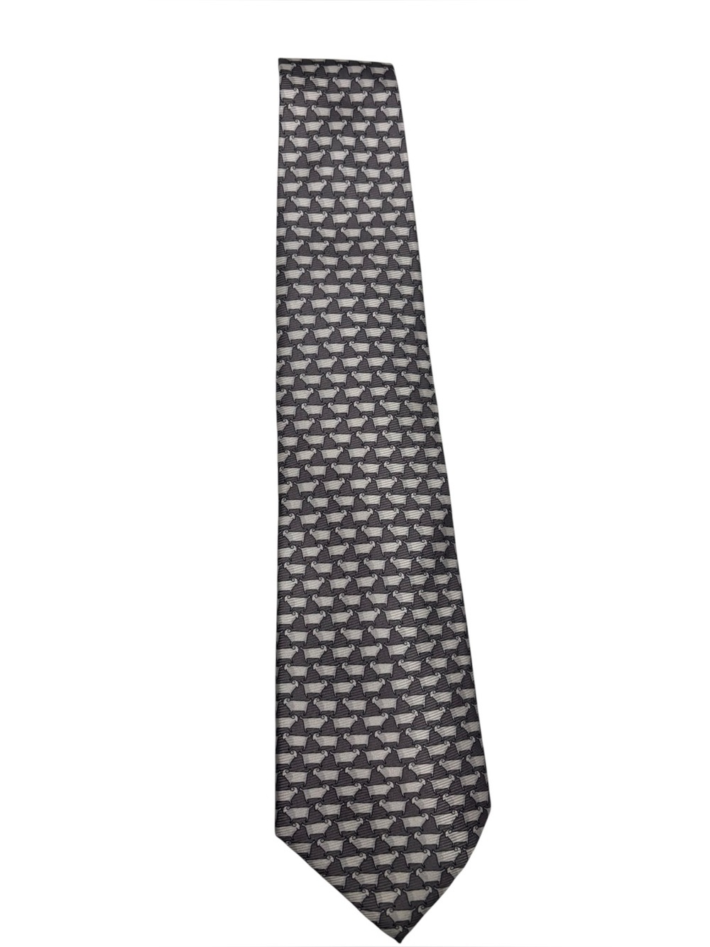 Bijoux Terner Silver and Gray Ram Pattern Men's Silk Tie